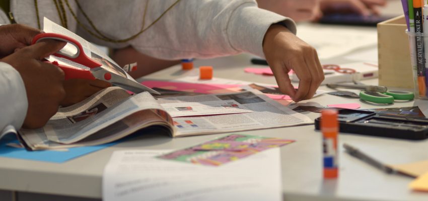 Students with Wide Angle Youth Media create art via photos, mixed media and animation while learning workplace skills.  (Chevall Pryce/Staff)