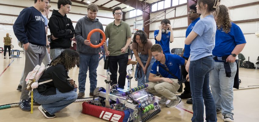 Local high school and community college students  visited NASA Langley. After a welcome speech and orientation, the students toured several facilities where they were able to talk to workers about their careers.